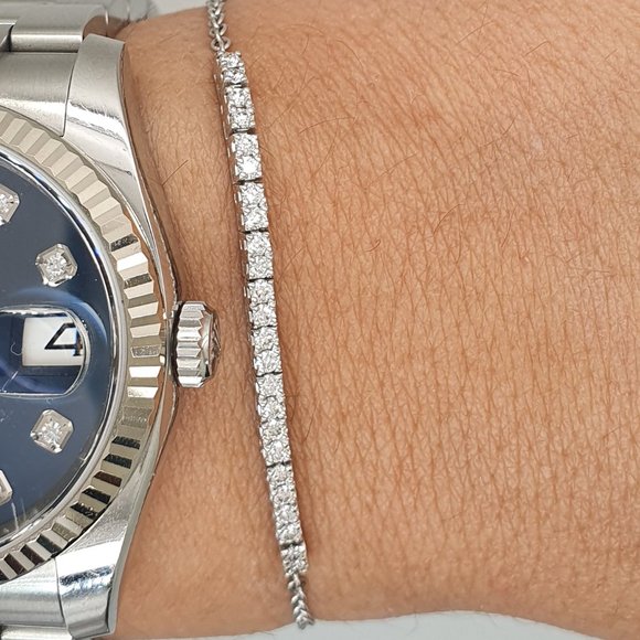 Real Diamond Bracelet Round 14K White Gold 0.40 TCW - Picture 7 of 7